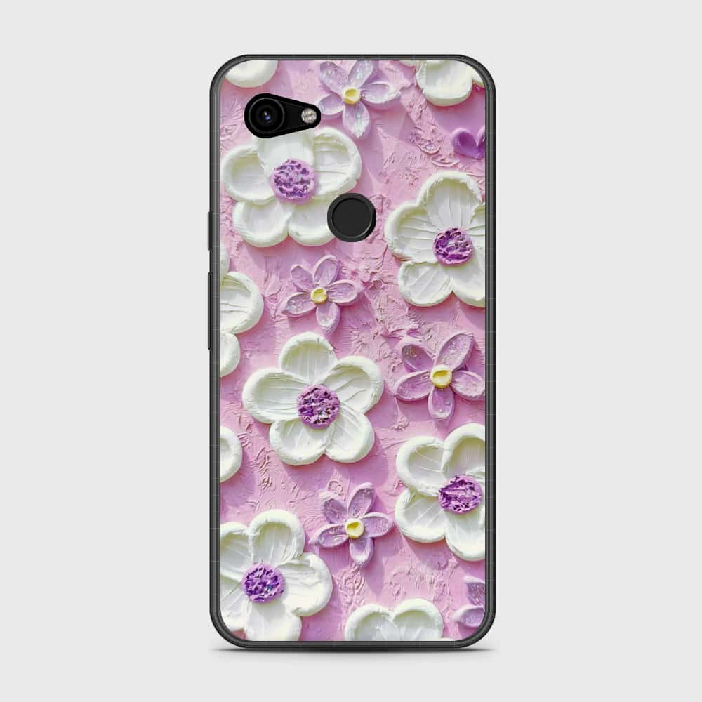 Google Pixel 3a XL Cover - Floral Series - Design 4 - Purple & White - HQ Premium Shine Durable Shatterproof Case