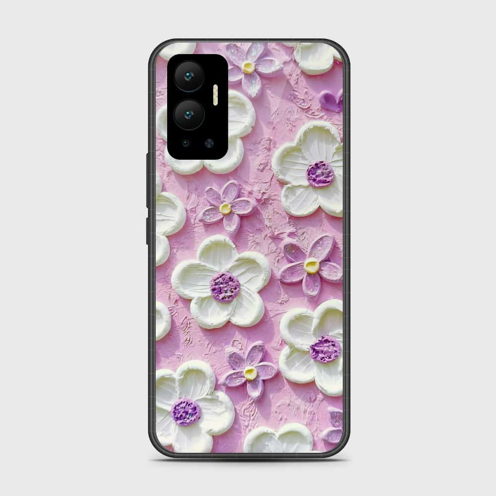 Infinix Hot 12 Cover - Floral Series - Design 4 - Purple & White - HQ Premium Shine Durable Shatterproof Case