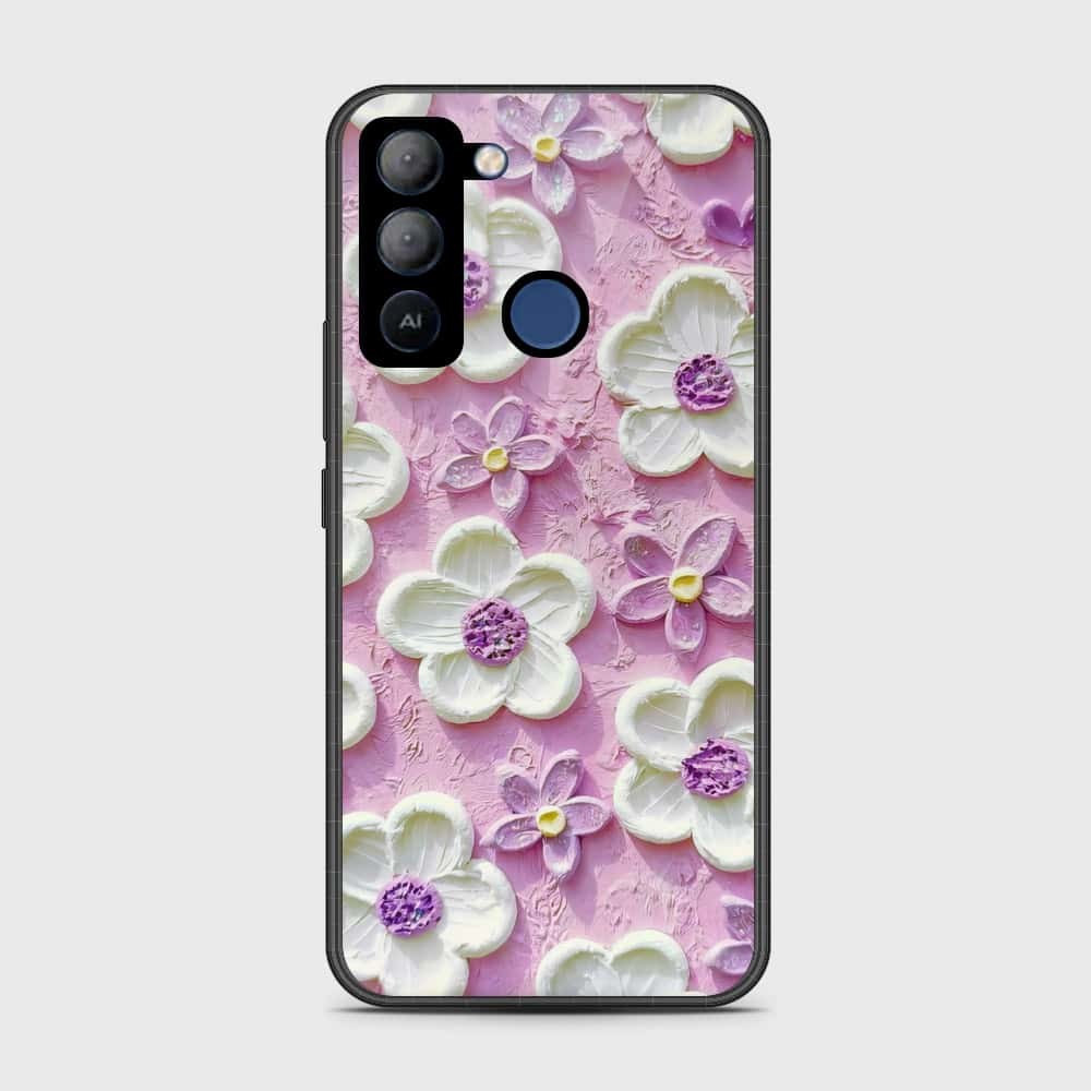 Tecno Pop 5 LTE Cover - Floral Series - Design 4 - Purple & White - HQ Premium Shine Durable Shatterproof Case