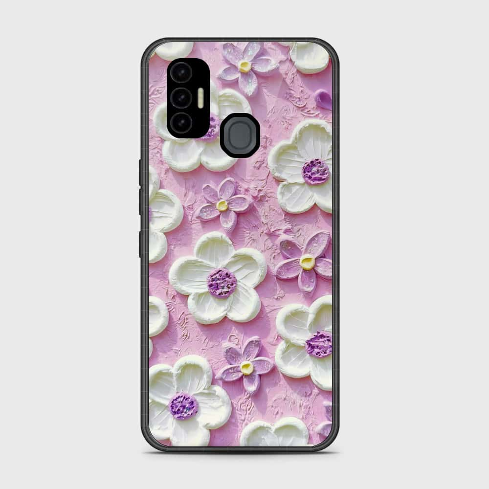 Tecno Spark 7 Cover - Floral Series - Design 4 - Purple & White - HQ Premium Shine Durable Shatterproof Case