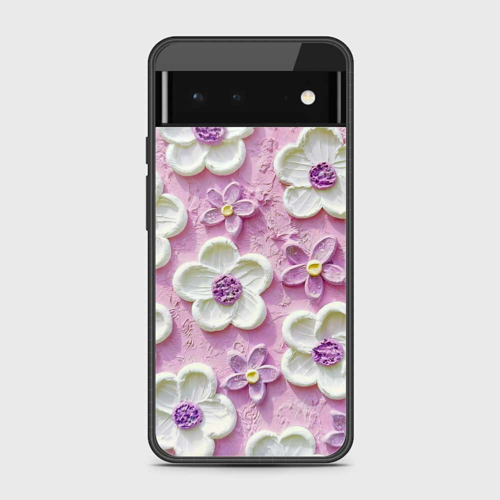 Google Pixel 6 Cover - Floral Series - Design 4 - Purple & White - HQ Premium Shine Durable Shatterproof Case