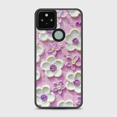 Google Pixel 5 Cover - Floral Series - Design 4 - Purple & White - HQ Premium Shine Durable Shatterproof Case