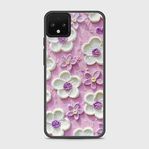 Google Pixel 4 Cover - Floral Series - Design 4 - Purple & White - HQ Premium Shine Durable Shatterproof Case