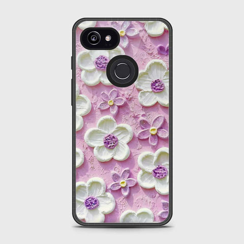 Google Pixel 3 Cover - Floral Series - Design 4 - Purple & White - HQ Premium Shine Durable Shatterproof Case