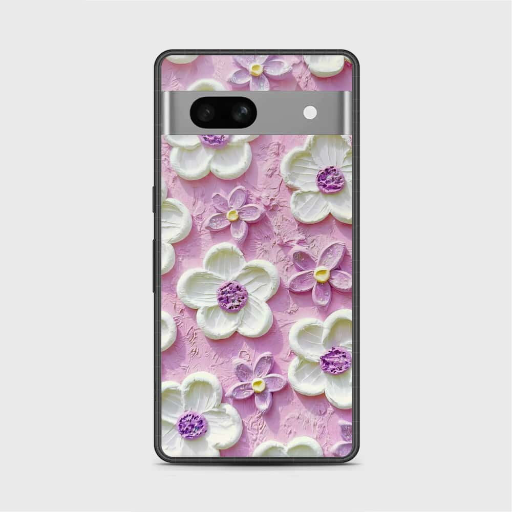 Google Pixel 7a Cover - Floral Series - Design 4 - Purple & White - HQ Premium Shine Durable Shatterproof Case