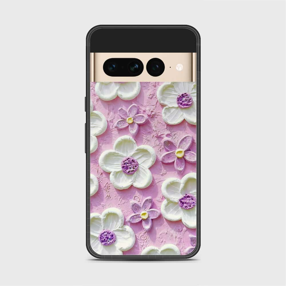 Google Pixel 7 Pro Cover - Floral Series - Design 4 - Purple & White - HQ Premium Shine Durable Shatterproof Case