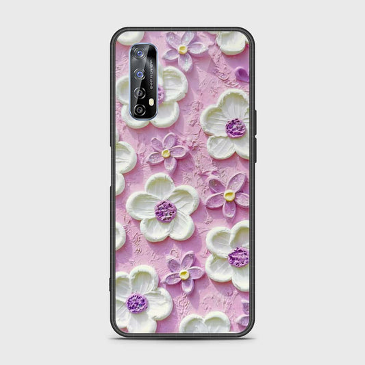 Realme 7 Cover - Floral Series - Design 4 - Purple & White - HQ Premium Shine Durable Shatterproof Case