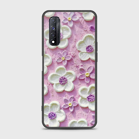 Realme Narzo 30 Cover - Floral Series - Design 4 - Purple & White - HQ Premium Shine Durable Shatterproof Case