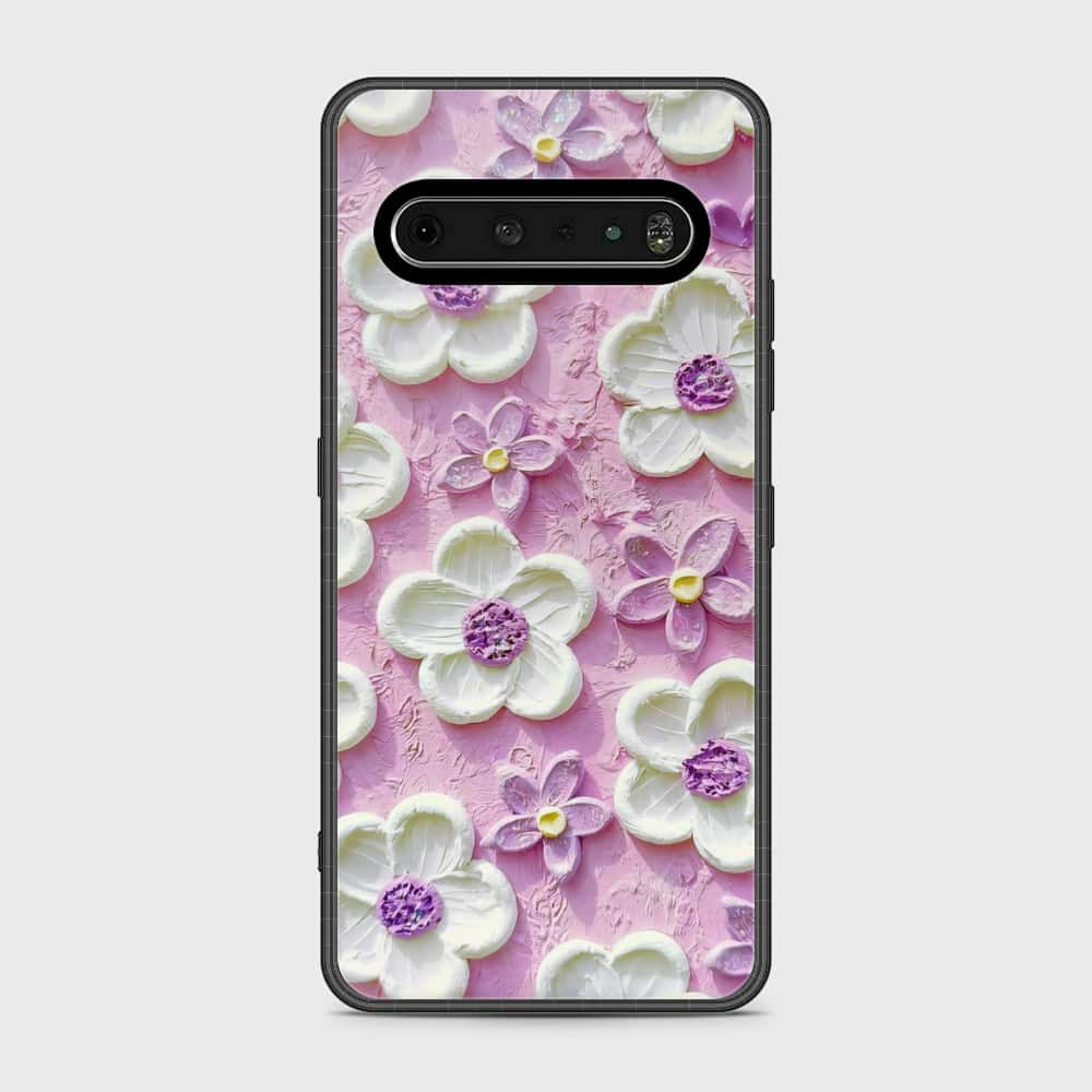 LG V60 ThinQ 5G Cover - Floral Series - Design 4 - Purple & White - HQ Premium Shine Durable Shatterproof Case