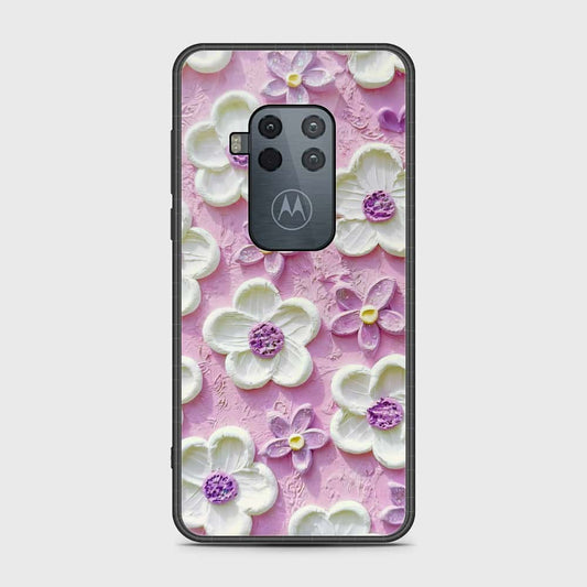 Motorola Moto One Zoom Cover - Floral Series - Design 4 - Purple & White - HQ Premium Shine Durable Shatterproof Case