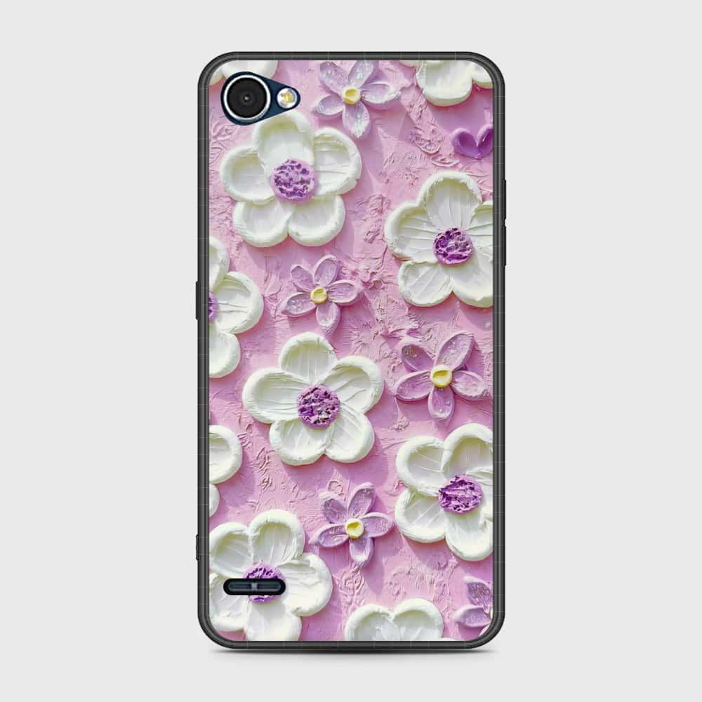 LG Q6 Cover - Floral Series - Design 4 - Purple & White - HQ Premium Shine Durable Shatterproof Case