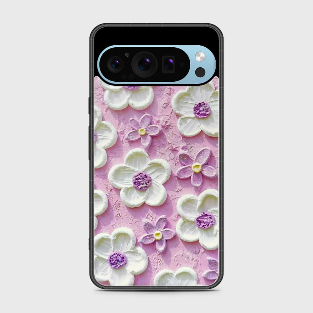 Google Pixel 9 Pro Cover - Floral Series - Design 4 - Purple & White - HQ Premium Shine Durable Shatterproof Case