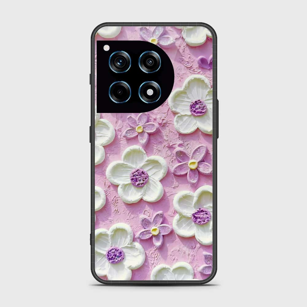 OnePlus Ace 3 Cover - Floral Series - Design 4 - Purple & White - HQ Premium Shine Durable Shatterproof Case