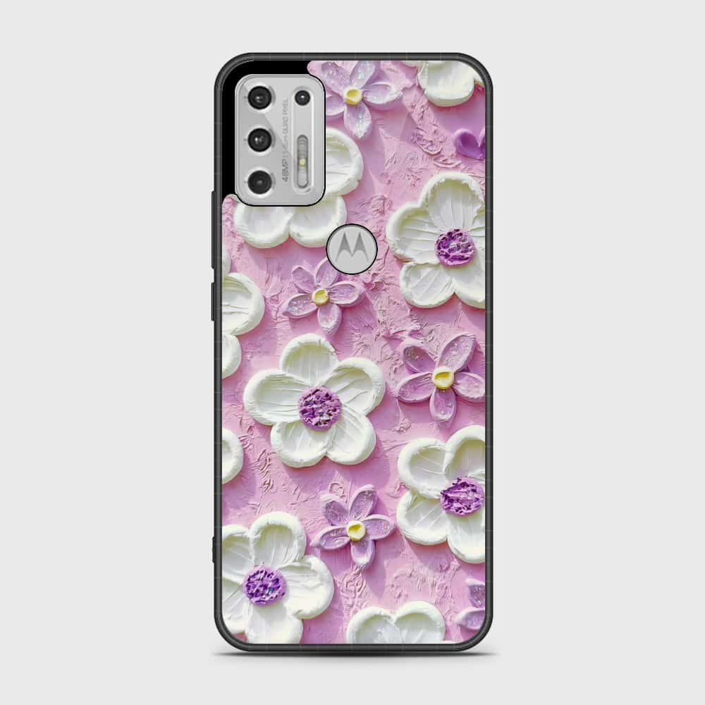 Motorola Moto G Stylus 2021 Cover - Floral Series - Design 4 - Purple & White - HQ Premium Shine Durable Shatterproof Case