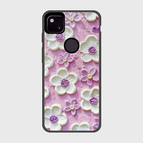 Google Pixel 4a 4G Cover - Floral Series - Design 4 - Purple & White - HQ Premium Shine Durable Shatterproof Case