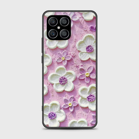 Honor X8 Cover - Floral Series - Design 4 - Purple & White - HQ Premium Shine Durable Shatterproof Case