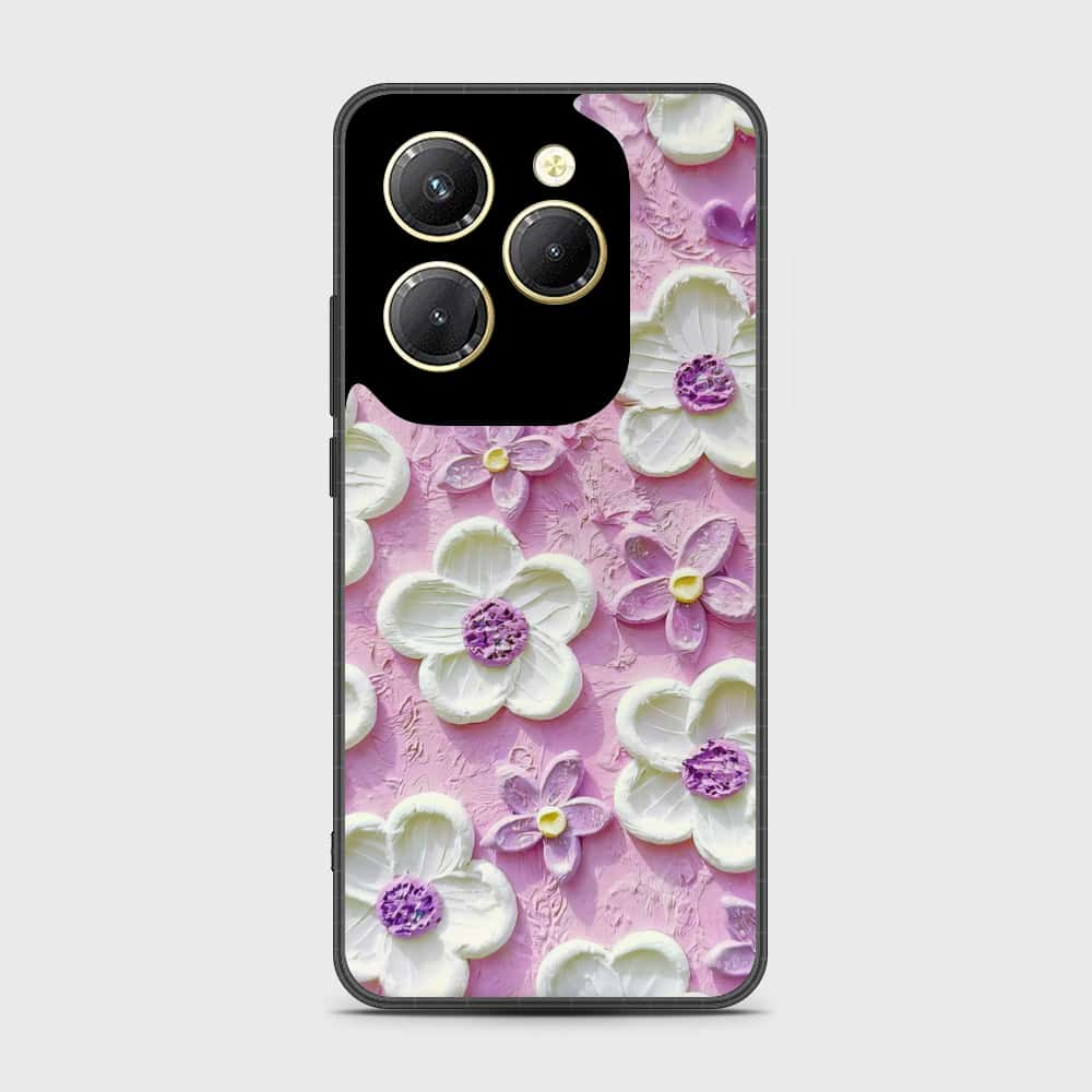 Infinix Hot 40 Cover - Floral Series - Design 4 - Purple & White - HQ Premium Shine Durable Shatterproof Case