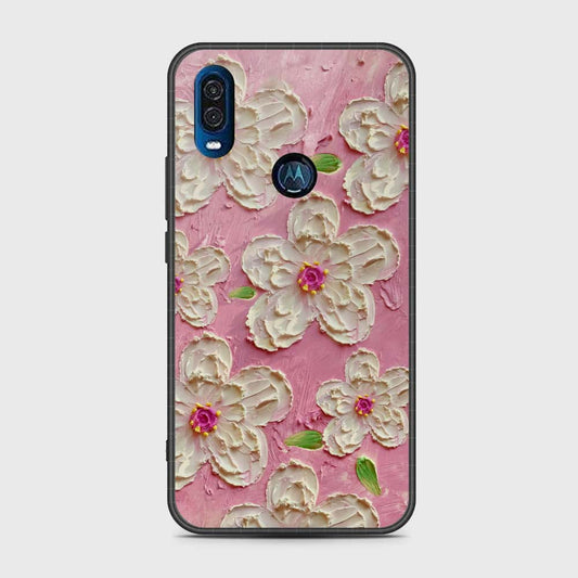 Motorola One Vision Cover - Floral Series - Design 5 - Pink & White - HQ Premium Shine Durable Shatterproof Case