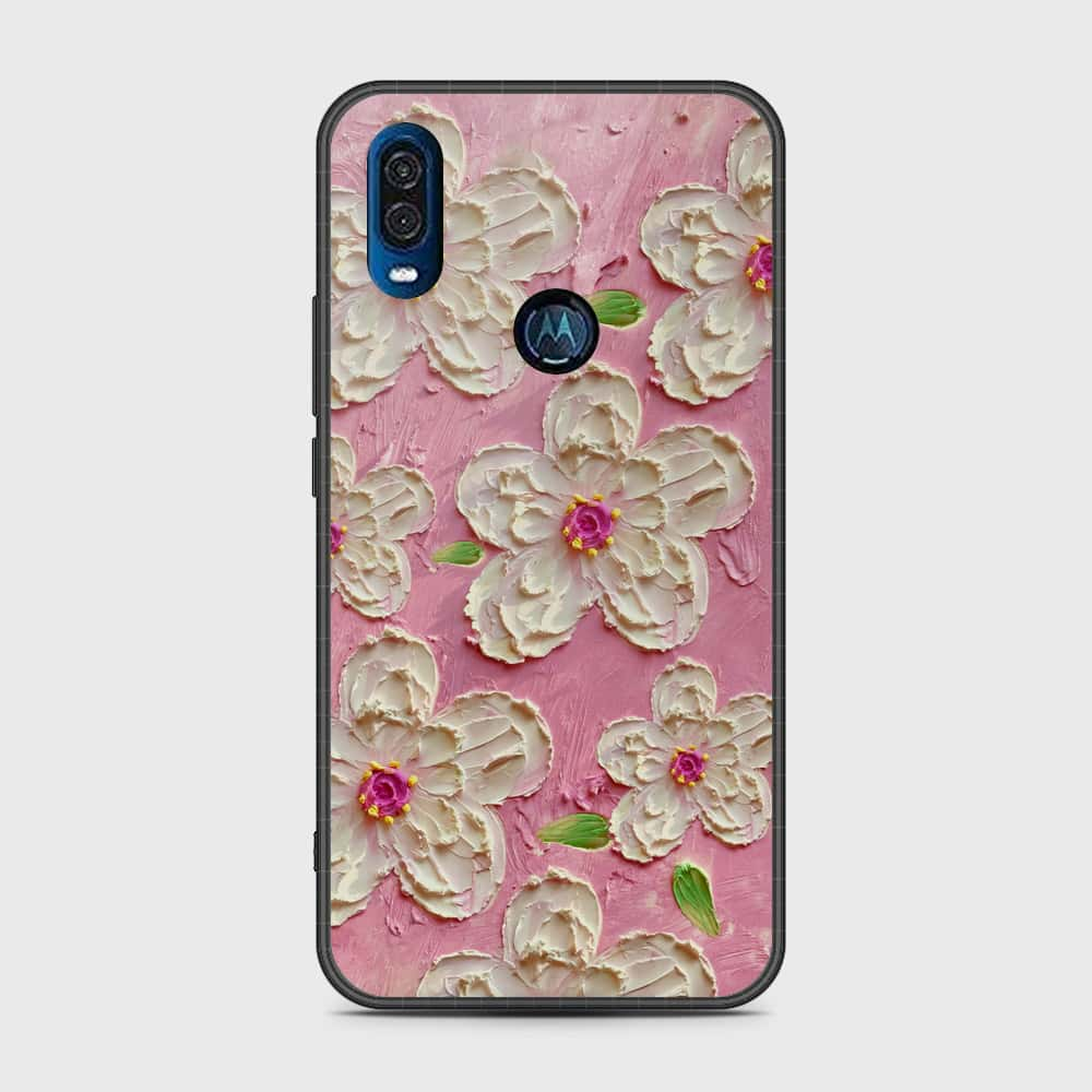 Motorola P40 Cover - Floral Series - Design 5 - Pink & White - HQ Premium Shine Durable Shatterproof Case