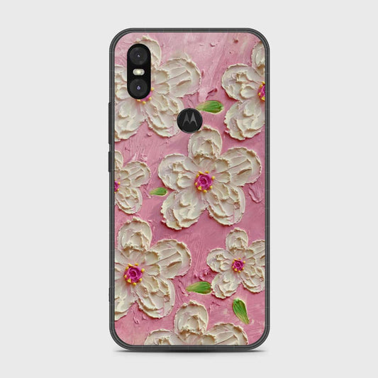 Motorola One Cover - Floral Series - Design 5 - Pink & White - HQ Premium Shine Durable Shatterproof Case