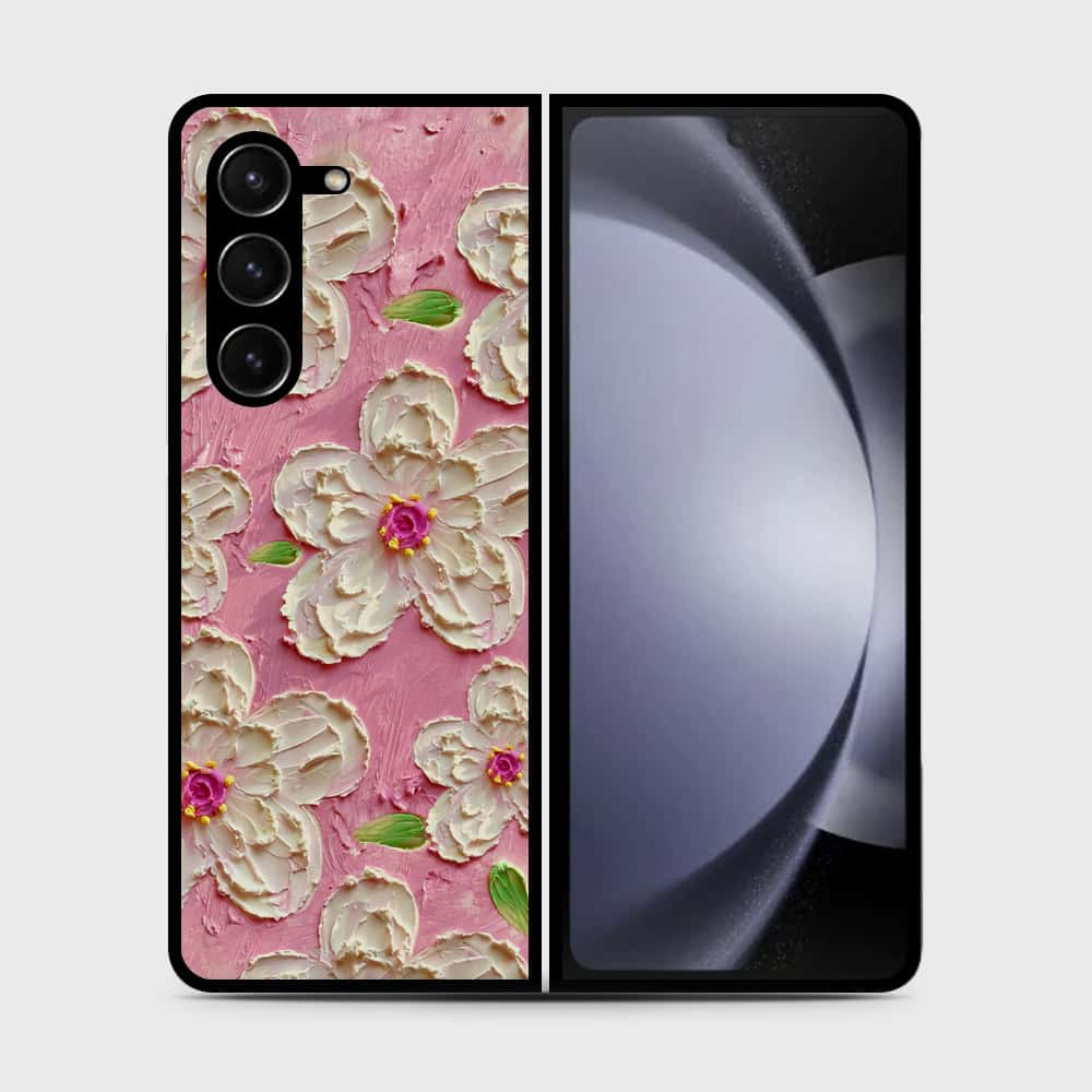 Samsung Galaxy Z Fold 5 5G Cover - Floral Series - Design 5 - Pink & White - HQ Premium Shine Durable Shatterproof Case