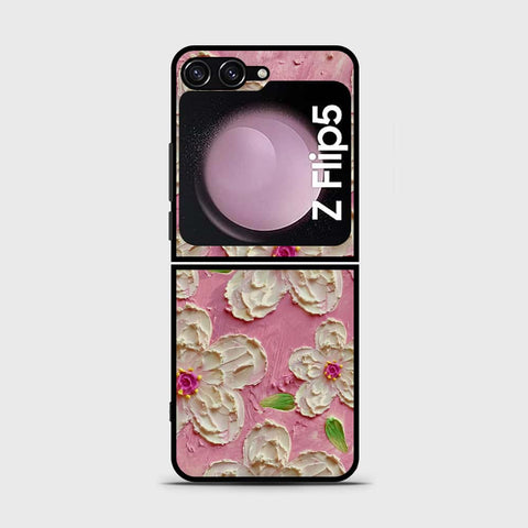 Samsung Galaxy Z Flip 5 5G Cover - Floral Series - Design 5 - Pink & White - HQ Premium Shine Durable Shatterproof Case