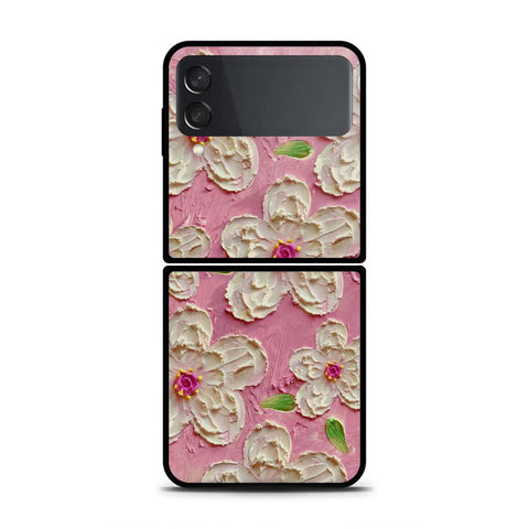 Samsung Galaxy Z Flip 3 5G Cover - Floral Series - Design 5 - Pink & White - HQ Premium Shine Durable Shatterproof Case