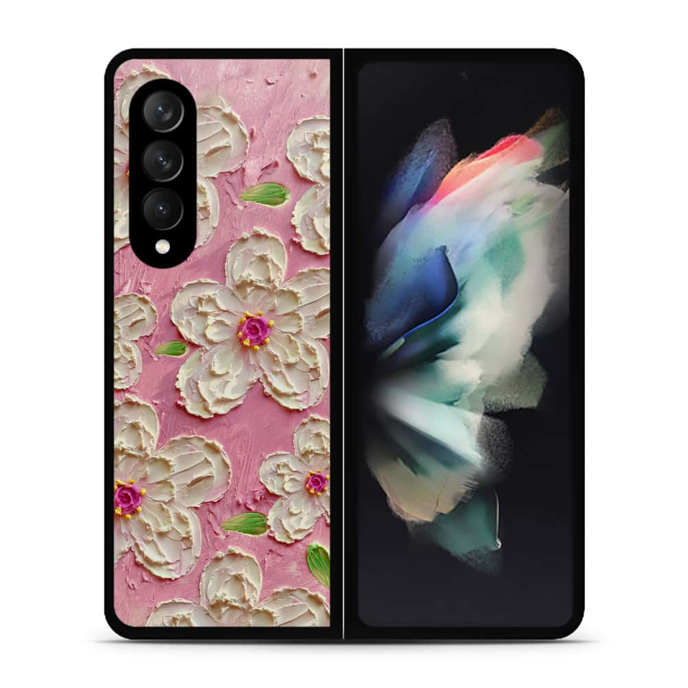 Samsung Galaxy Z Fold 3 5G Cover - Floral Series - Design 5 - Pink & White - HQ Premium Shine Durable Shatterproof Case