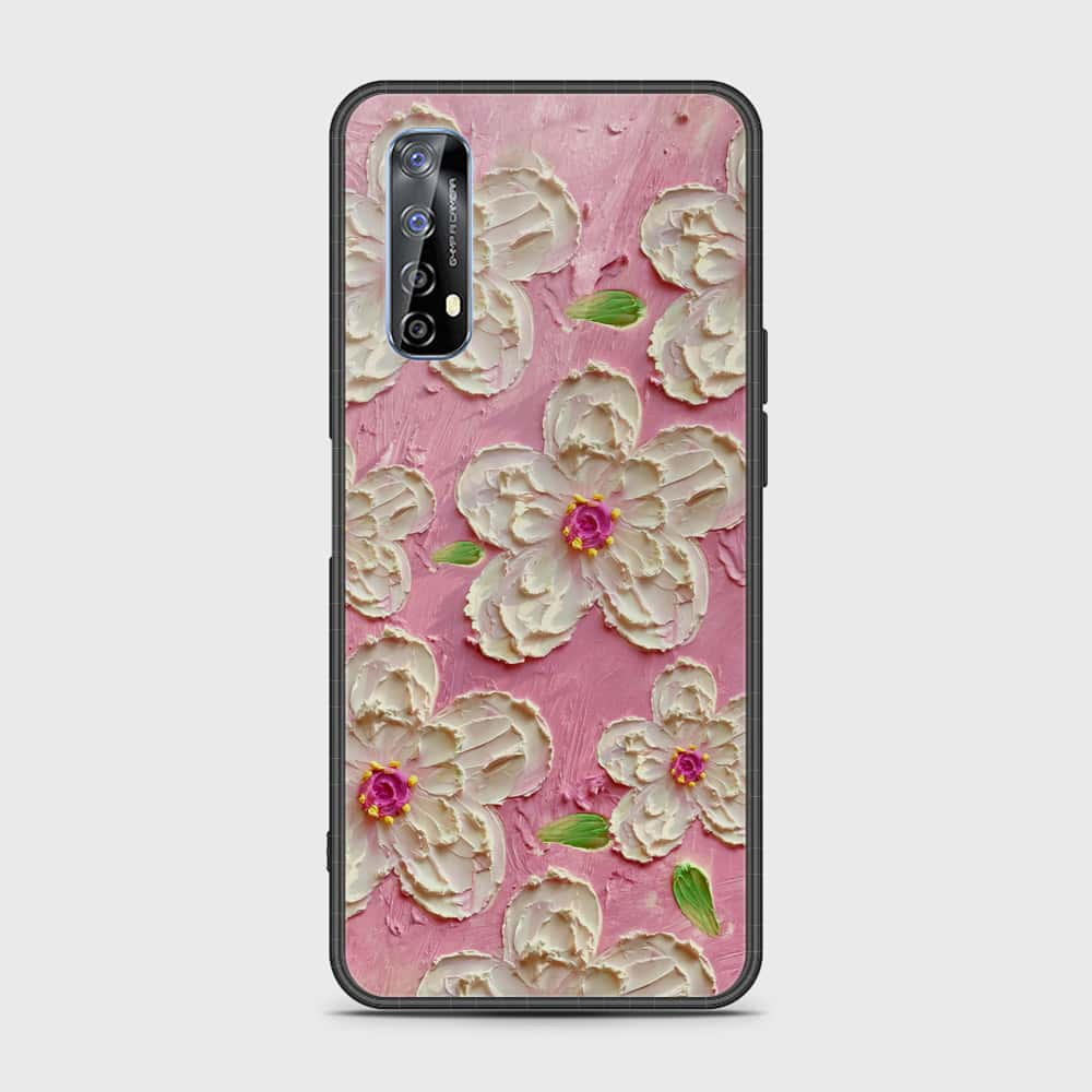 Realme 7 Cover - Floral Series - Design 5 - Pink & White - HQ Premium Shine Durable Shatterproof Case