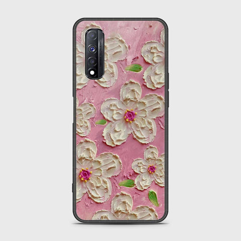 Realme Narzo 30 Cover - Floral Series - Design 5 - Pink & White - HQ Premium Shine Durable Shatterproof Case