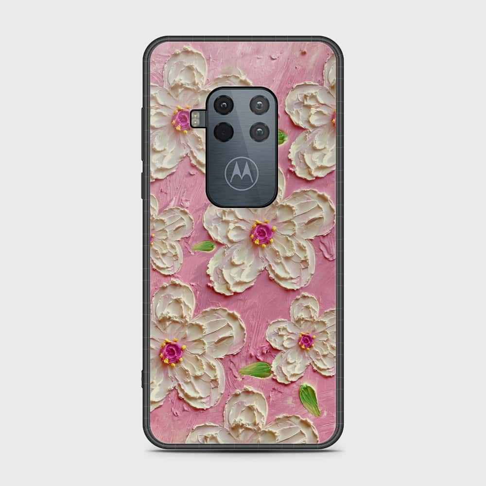 Motorola Moto One Zoom Cover - Floral Series - Design 5 - Pink & White - HQ Premium Shine Durable Shatterproof Case