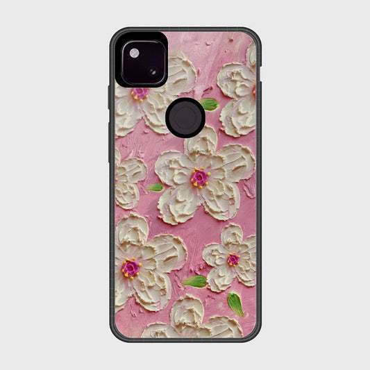 Google Pixel 4a 4G Cover - Floral Series - Design 5 - Pink & White - HQ Premium Shine Durable Shatterproof Case