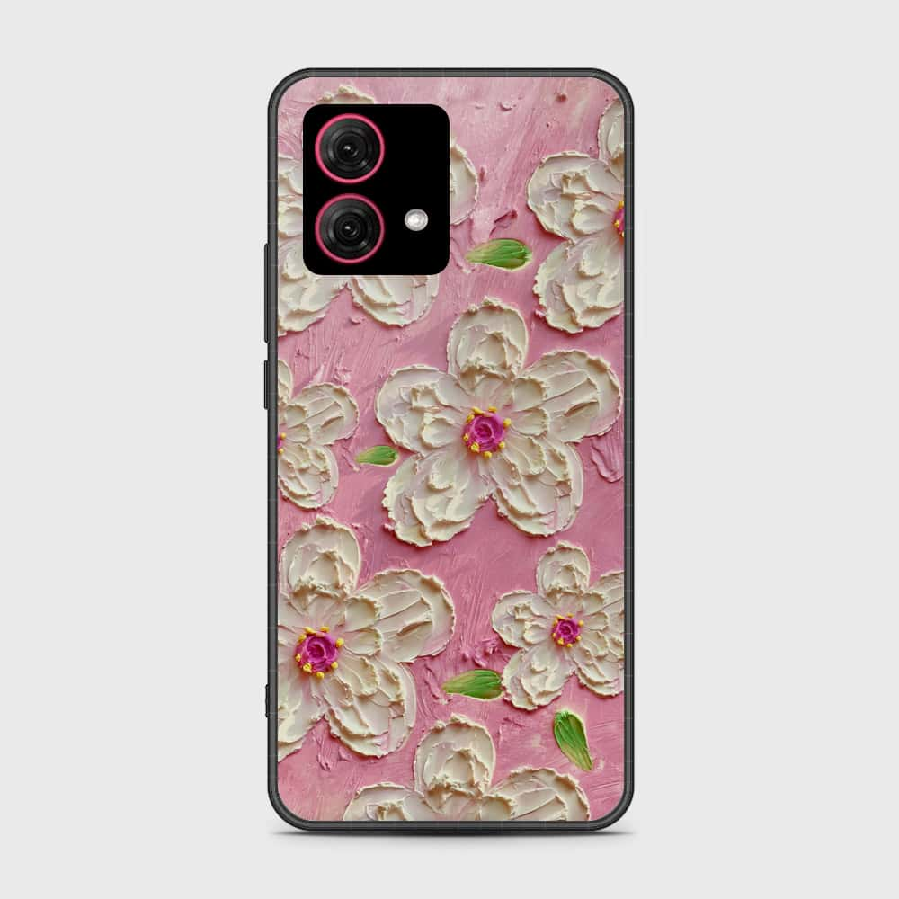 Motorola Moto G84 Cover - Floral Series - Design 5 - Pink & White - HQ Premium Shine Durable Shatterproof Case