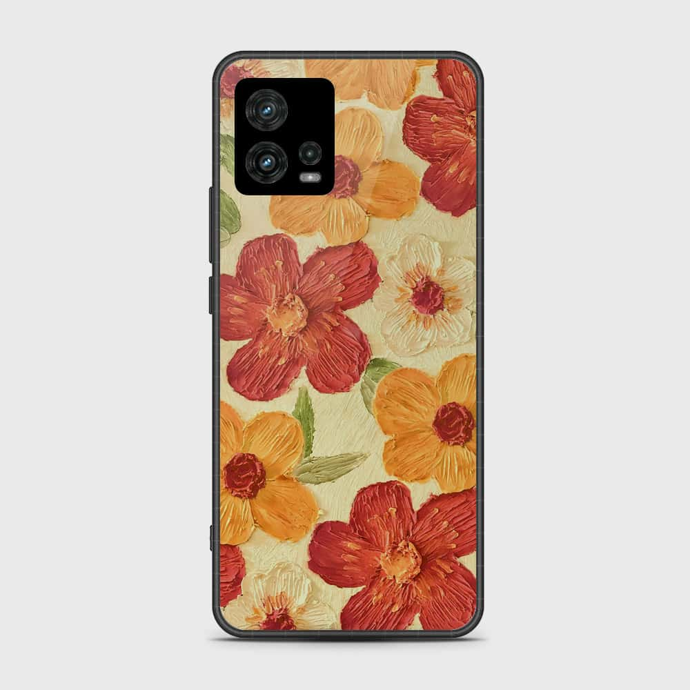 Motorola Moto G72 Cover - Floral Series - Design 6 - Red & Orange - HQ Premium Shine Durable Shatterproof Case