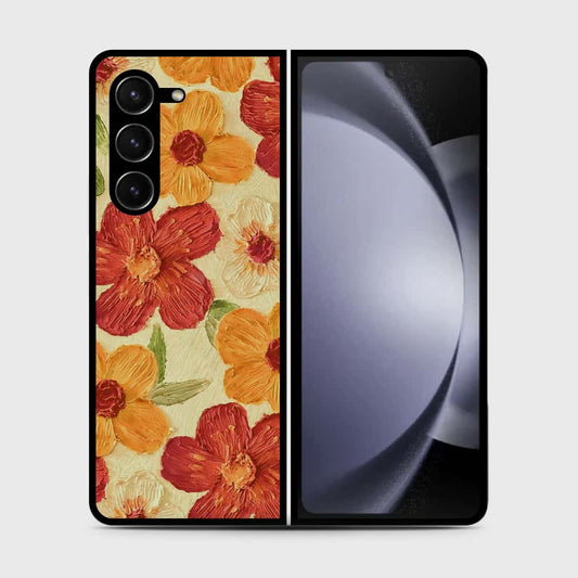 Samsung Galaxy Z Fold 5 5G Cover - Floral Series - Design 6 - Red & Orange - HQ Premium Shine Durable Shatterproof Case