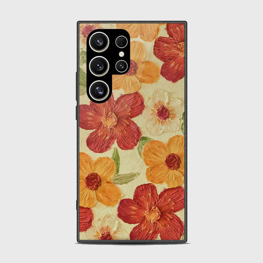 Samsung Galaxy S24 Ultra Cover - Floral Series - Design 6 - Red & Orange - HQ Premium Shine Durable Shatterproof Case