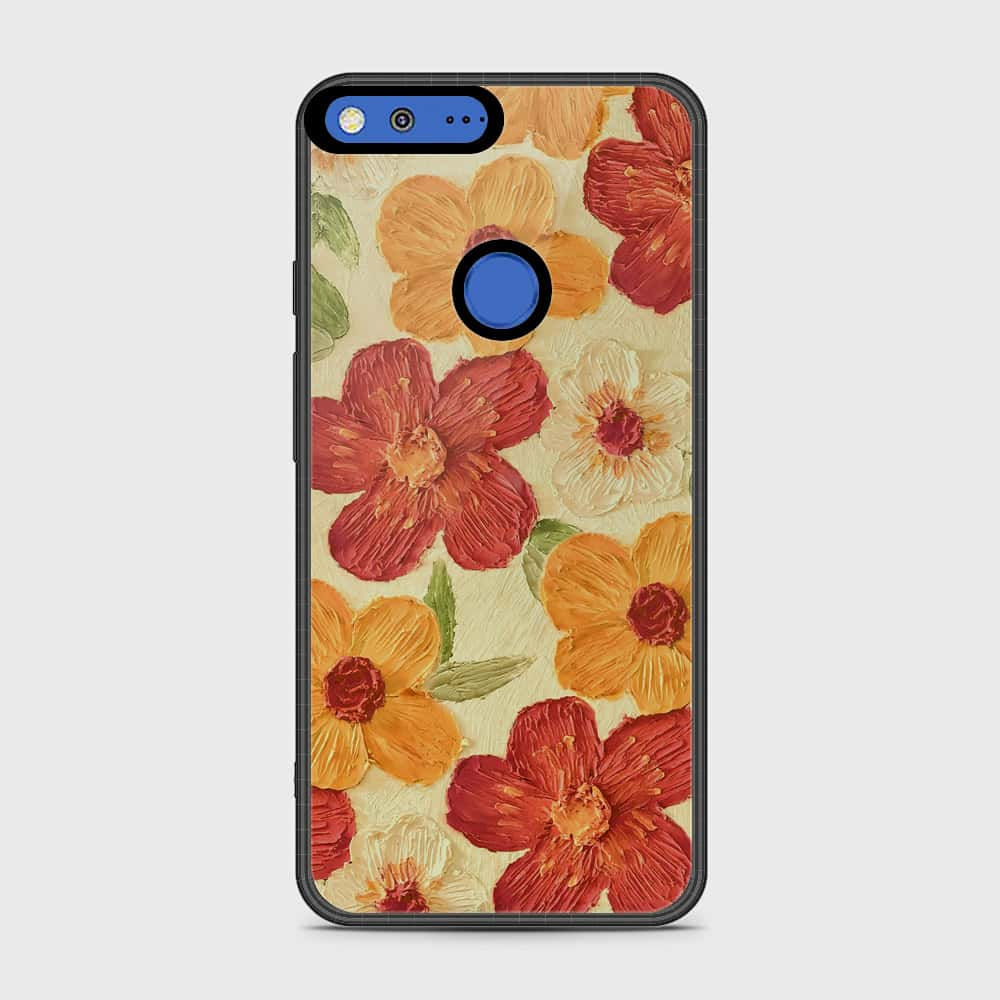 Google Pixel Cover - Floral Series - Design 6 - Red & Orange - HQ Premium Shine Durable Shatterproof Case