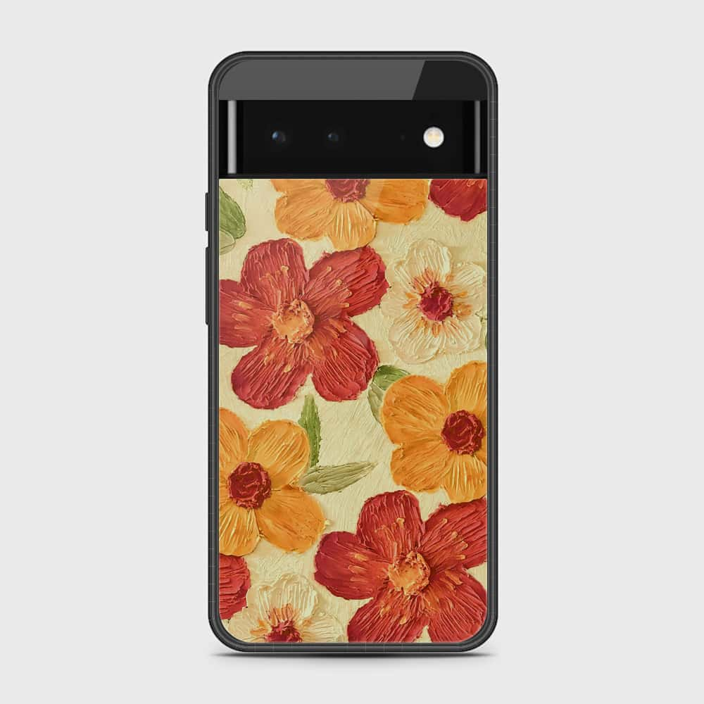 Google Pixel 6 Cover - Floral Series - Design 6 - Red & Orange - HQ Premium Shine Durable Shatterproof Case