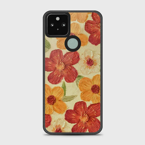 Google Pixel 5 XL Cover - Floral Series - Design 6 - Red & Orange - HQ Premium Shine Durable Shatterproof Case