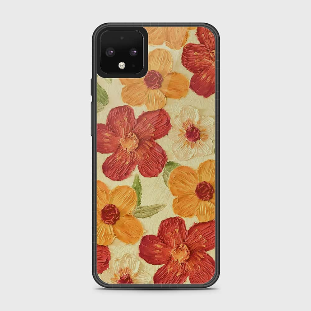 Google Pixel 4 Cover - Floral Series - Design 6 - Red & Orange - HQ Premium Shine Durable Shatterproof Case