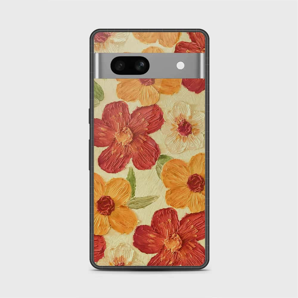 Google Pixel 7a Cover - Floral Series - Design 6 - Red & Orange - HQ Premium Shine Durable Shatterproof Case