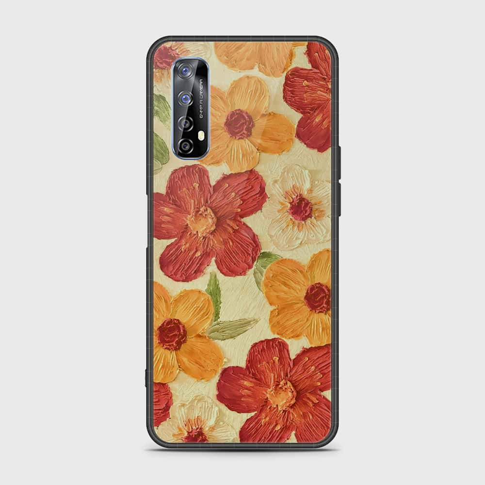 Realme 7 Cover - Floral Series - Design 6 - Red & Orange - HQ Premium Shine Durable Shatterproof Case