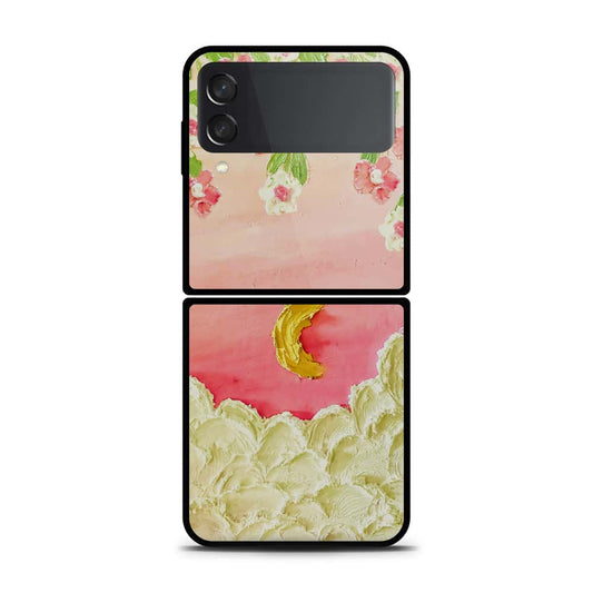 Samsung Galaxy Z Flip 3 5G Cover - Floral Series - Design 7 - Pink & Yellow - HQ Premium Shine Durable Shatterproof Case