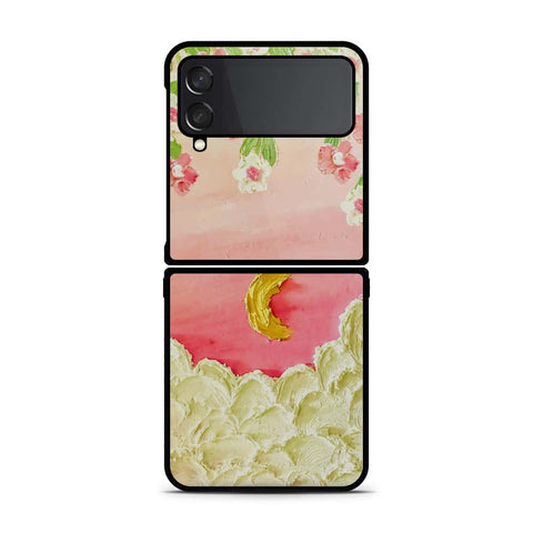 Samsung Galaxy Z Flip 4 5G Cover - Floral Series - Design 7 - Pink & Yellow - HQ Premium Shine Durable Shatterproof Case