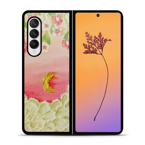 Samsung Galaxy Z Fold 4 5G Cover - Floral Series - Design 7 - Pink & Yellow - HQ Premium Shine Durable Shatterproof Case