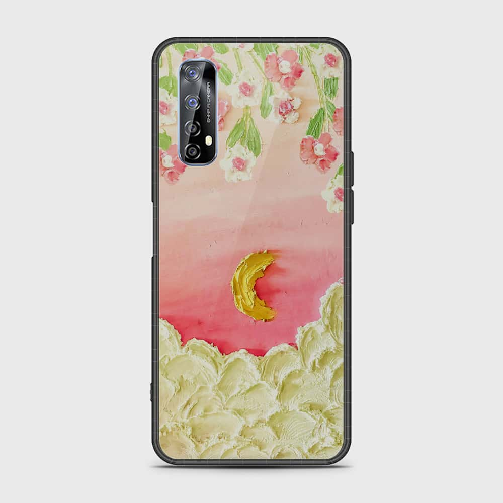 Realme 7 Cover - Floral Series - Design 7 - Pink & Yellow - HQ Premium Shine Durable Shatterproof Case