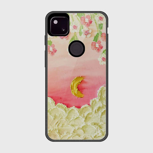 Google Pixel 4a 4G Cover - Floral Series - Design 7 - Pink & Yellow - HQ Premium Shine Durable Shatterproof Case