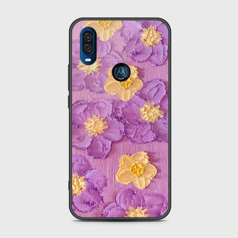 Motorola One Vision Cover - Floral Series - Design 8 - Purple & Yellow - HQ Premium Shine Durable Shatterproof Case