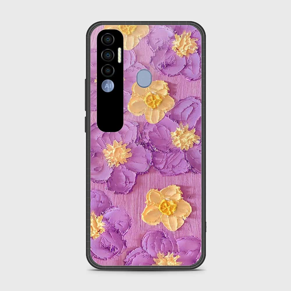 Tecno Spark 7 Pro Cover - Floral Series - Design 8 - Purple & Yellow - HQ Premium Shine Durable Shatterproof Case