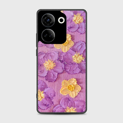 Tecno Camon 20 Cover - Floral Series - Design 8 - Purple & Yellow - HQ Premium Shine Durable Shatterproof Case